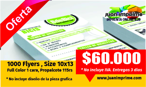 Juanimprime; diseño e impresion de flyers economicos en Cali.